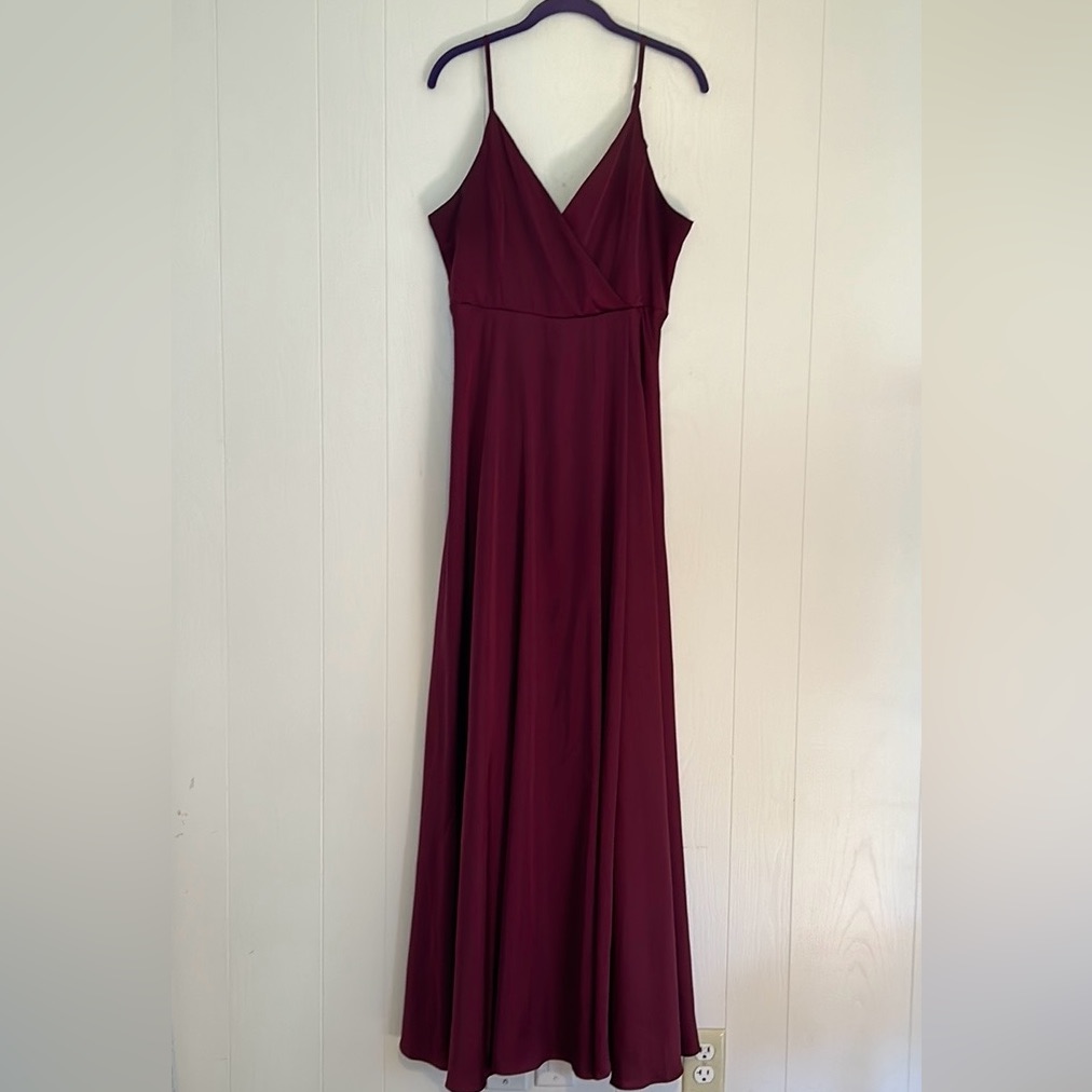 Lulus Burgundy Satin Maxi Dress- Xl